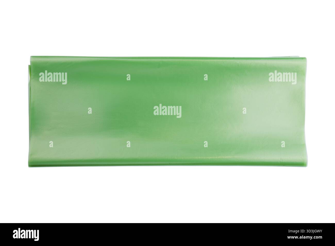 Essen, grüne Plastikmüllsäcke isoliert auf weißem Hintergrund Stockfoto