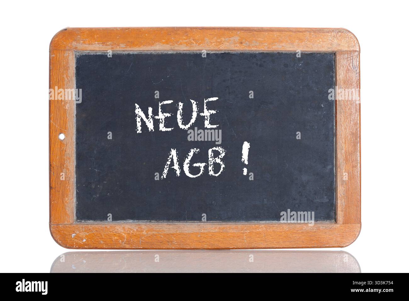 Alte Tafel, Aufschrift „NEUE AGB“, Deutsch für „NEUE GESCHÄFTSBEDINGUNGEN“ Stockfoto