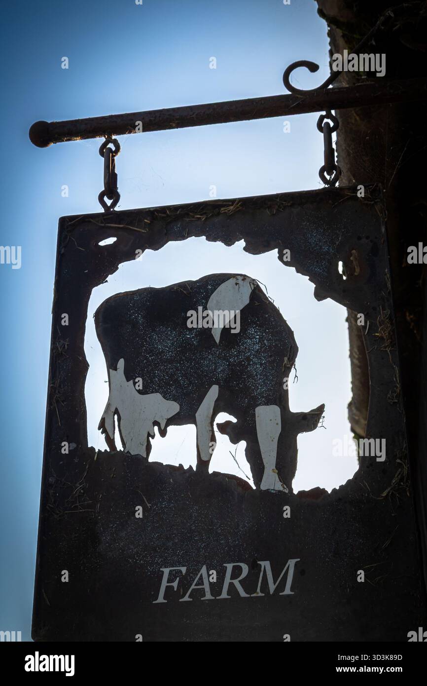 Bauernhof Schild auf der Scheune Stockfoto