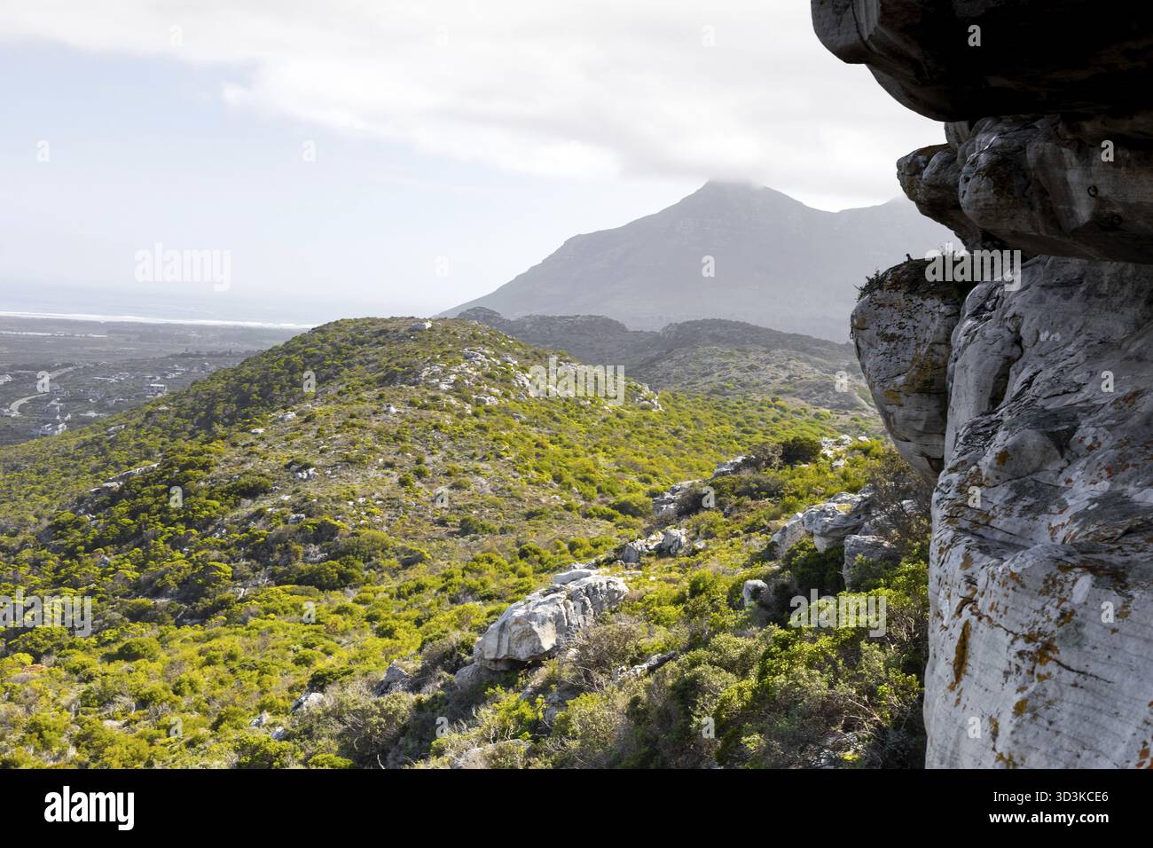 Zerklüftete Berglandschaft mit Fynbos-Flora in Kapstadt, Südafrika Stockfoto