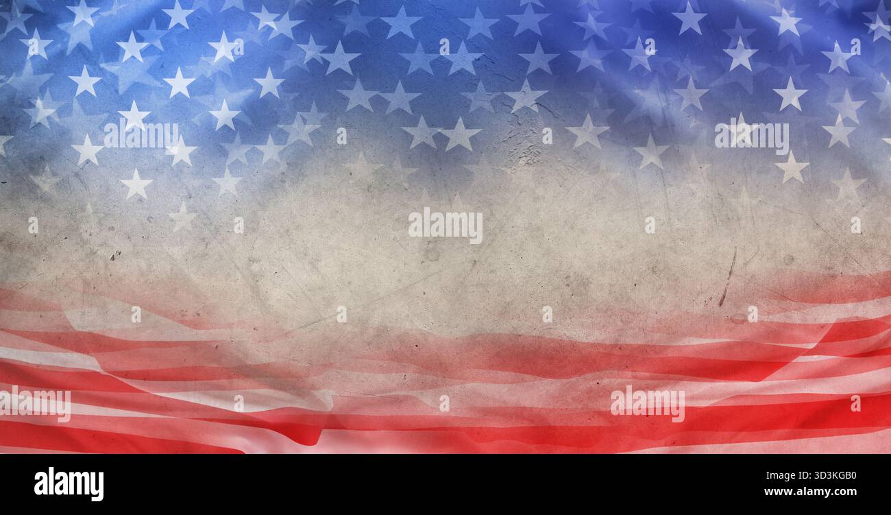 Amerikanische Flagge auf grauem Hintergrund Stockfoto