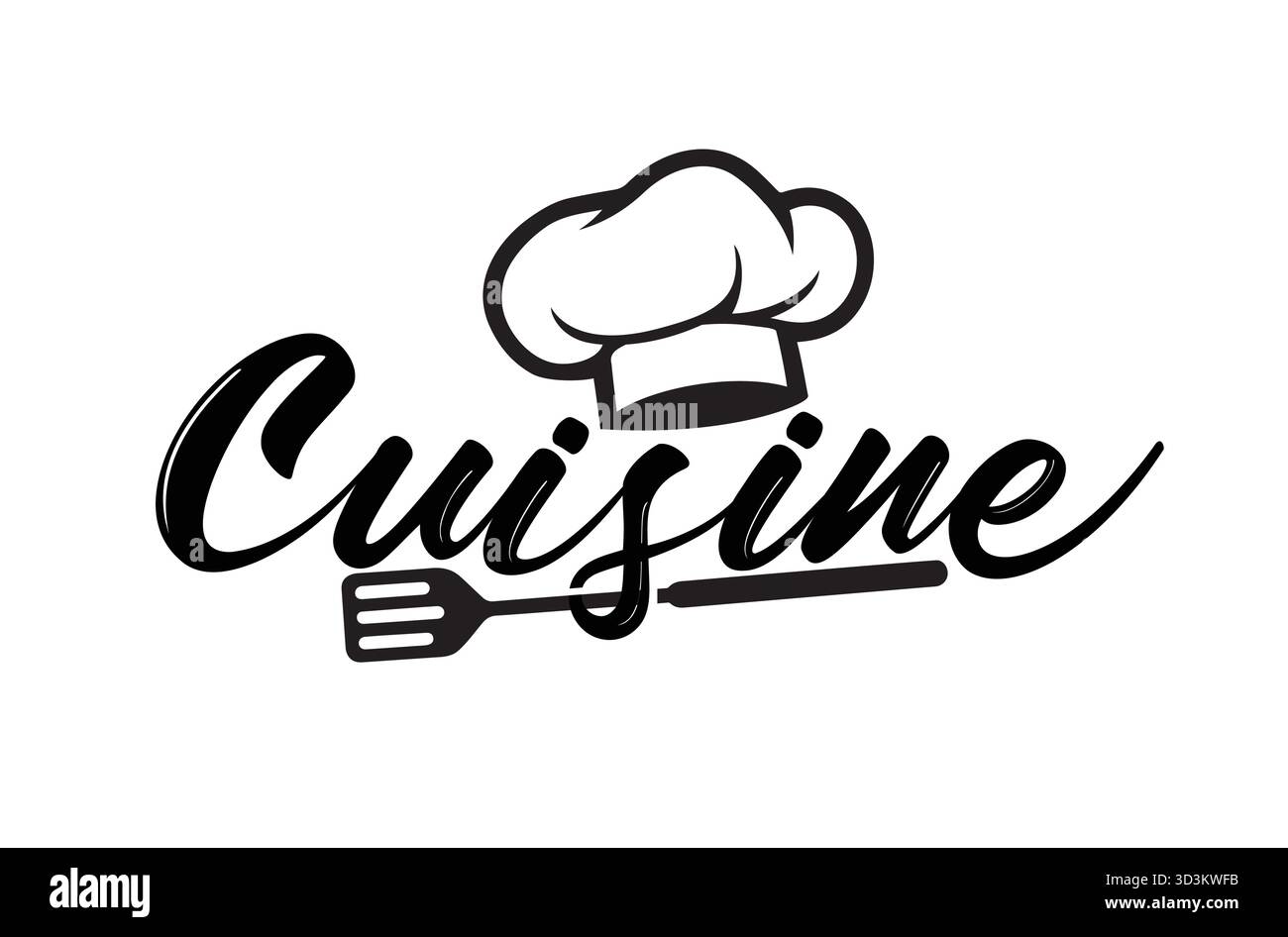 Elegante Küche Logo Vektor Design mit Chef Hut und Gabel Illustration für Essen und Restaurant Branding Symbol Design Creation Stock Vektor
