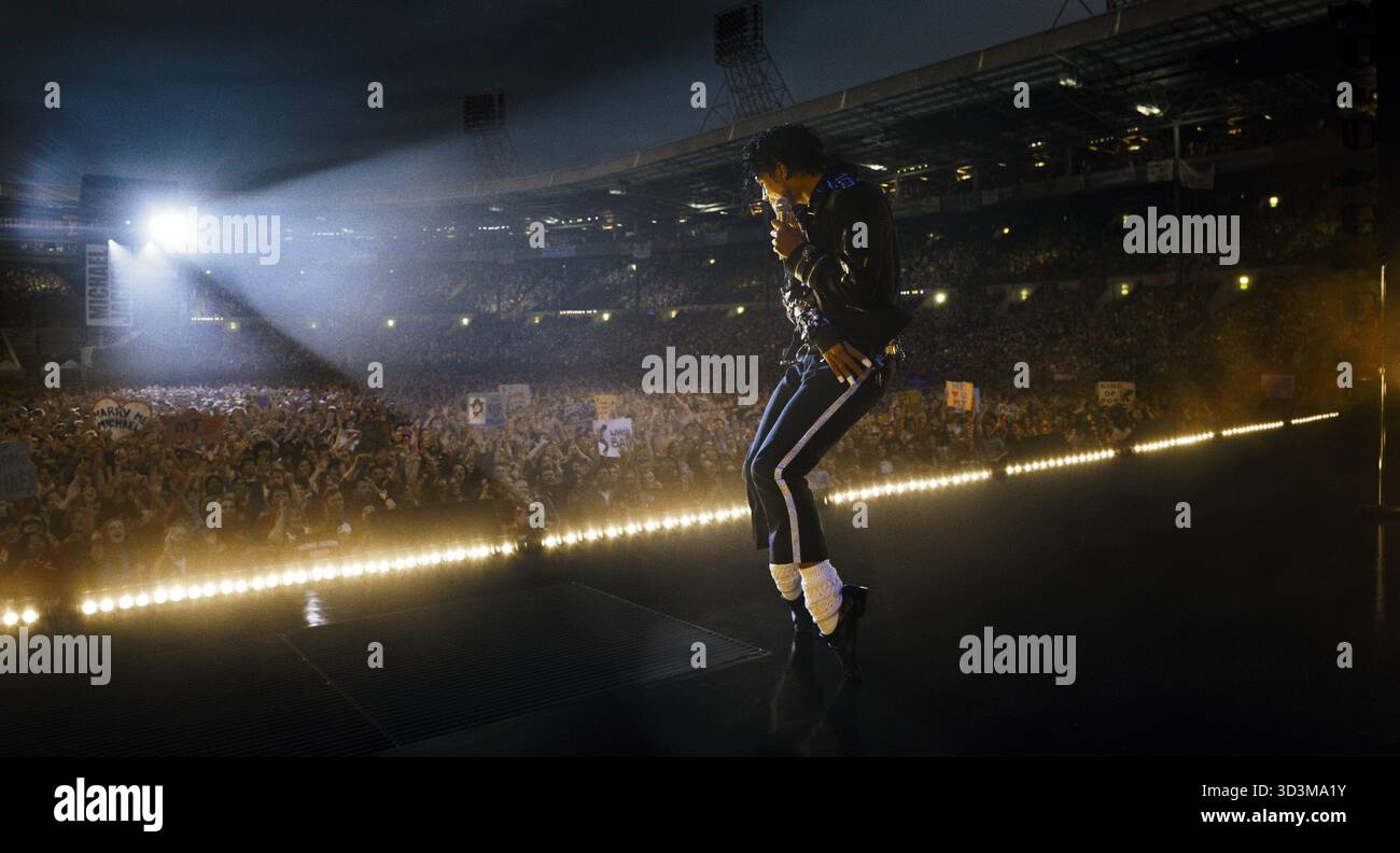 ERSCHEINUNGSDATUM: 24. April 2026 TITEL: Michael STUDIO: Lionsgate REGIE: Antoine Fuqua PLOT: Die Geschichte des berühmten Musikers Michael Jackson, bekannt als King of Pop. DIE HAUPTROLLE: JAAFAR JACKSON als Michael Jackson. NUR REDAKTIONELLE VERWENDUNG! Nicht für kommerzielle ZWECKE! Stockfoto