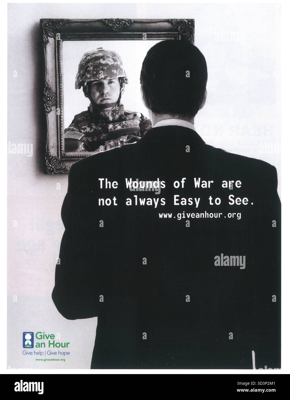 2010 Geben Sie eine Stunde Anzeige, gemeinnützige Organisation, die kostenlose psychische Gesundheit Dienstleistungen für US-Service Mitglieder, Veteranen und ihre Familien Stockfoto