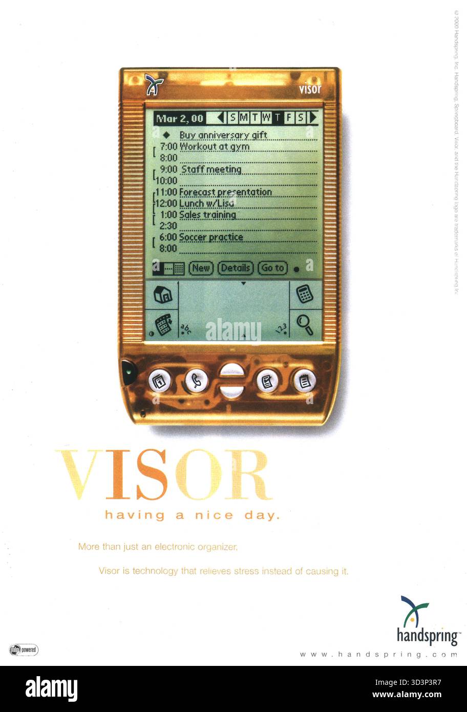 2000 Handspring Visier persönlicher digitaler Assistent, PDA-Anzeige, mit Steckplatz für Sprungbrett zum Hinzufügen von Hardware Stockfoto