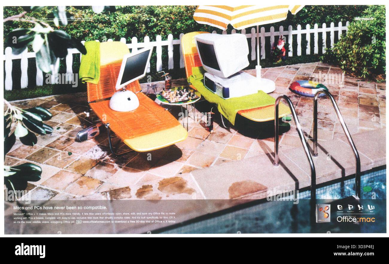 2003 Microsoft Office Mac OS X oder Office: Mac-Anzeige „Macs und PCs waren noch nie so kompatibel“ Stockfoto