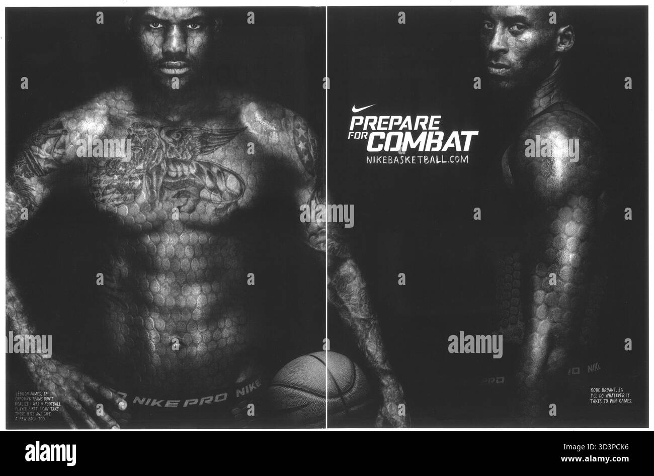 2010 Nike Werbespot mit LeBron James und Kobe Bryant. „Prepare for Combat“ Stockfoto
