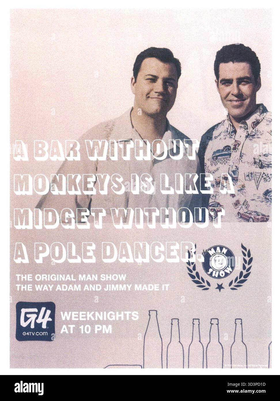 2005 The man Show TV Show auf G4TV Promo mit den Gastgebern Adam Carolla und Jimmy Kimmel Stockfoto