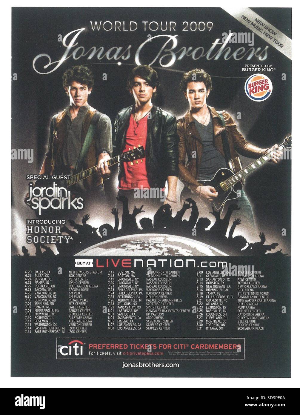 2009 Jonas Brothers World Tour Promo, präsentiert von Burger King Stockfoto
