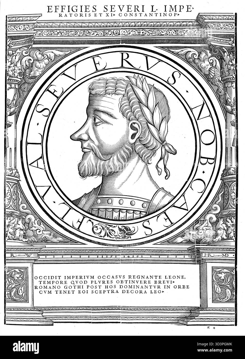 Flavius Libius Severus, auch Severus III. Genannt, (starb am 15. August oder nach dem 25. September 465 in Rom) war von 461 bis 465 weströmischer Kaiser, authentische, digital restaurierte Reproduktion eines Originals aus dem 19. Jahrhundert, Datum der Aufzeichnung nicht angegeben Stockfoto