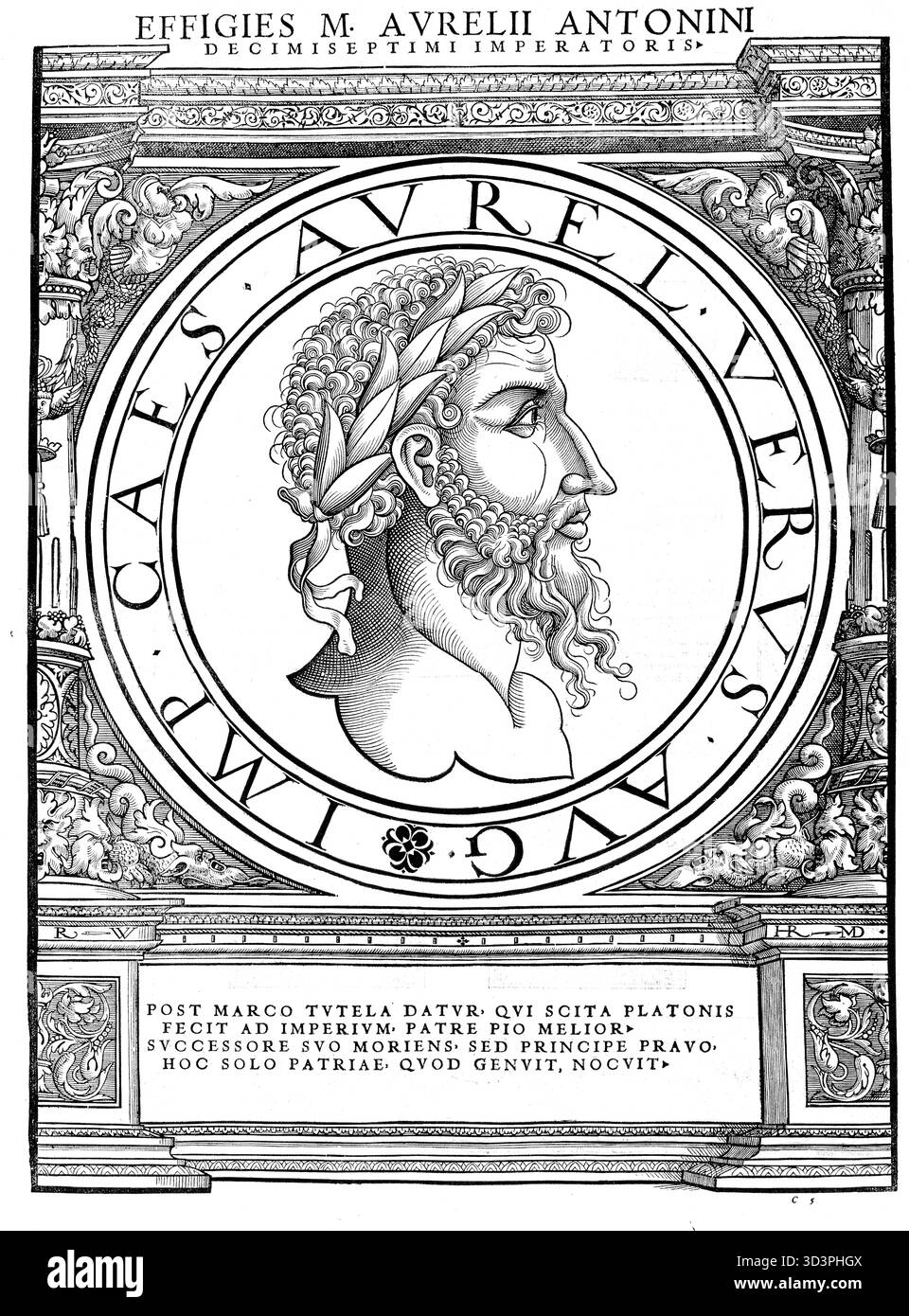 Mark Aurel geb. 26. April 121 in Rom als Marcus Annius Catilius Severus, gest. 17. März 180 in Vindobona oder Sirmium, auch Marc Aurel oder Marcus AUR Stockfoto