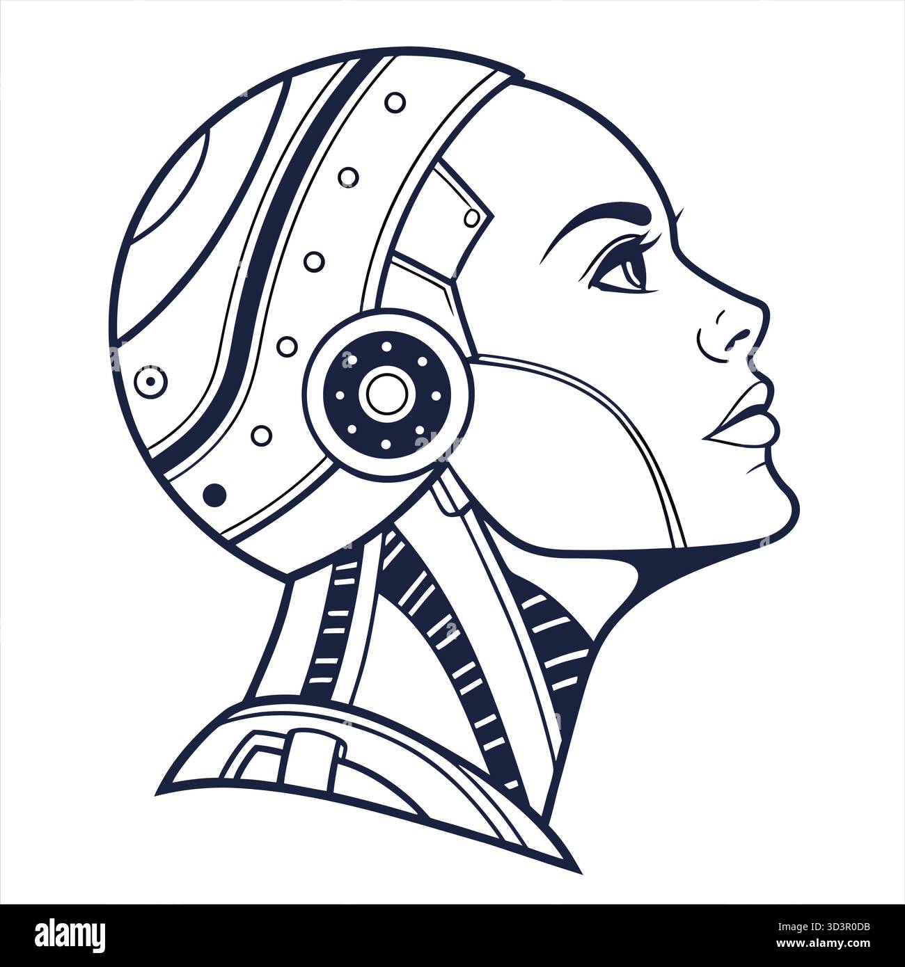 Roboterkopf-Symbol – minimales futuristisches Android-Gesichtsvektorsymbol, das KI-Robotik, Automatisierung und Smart Technology-Konzept, AI-Verbindung, Artif darstellt Stock Vektor