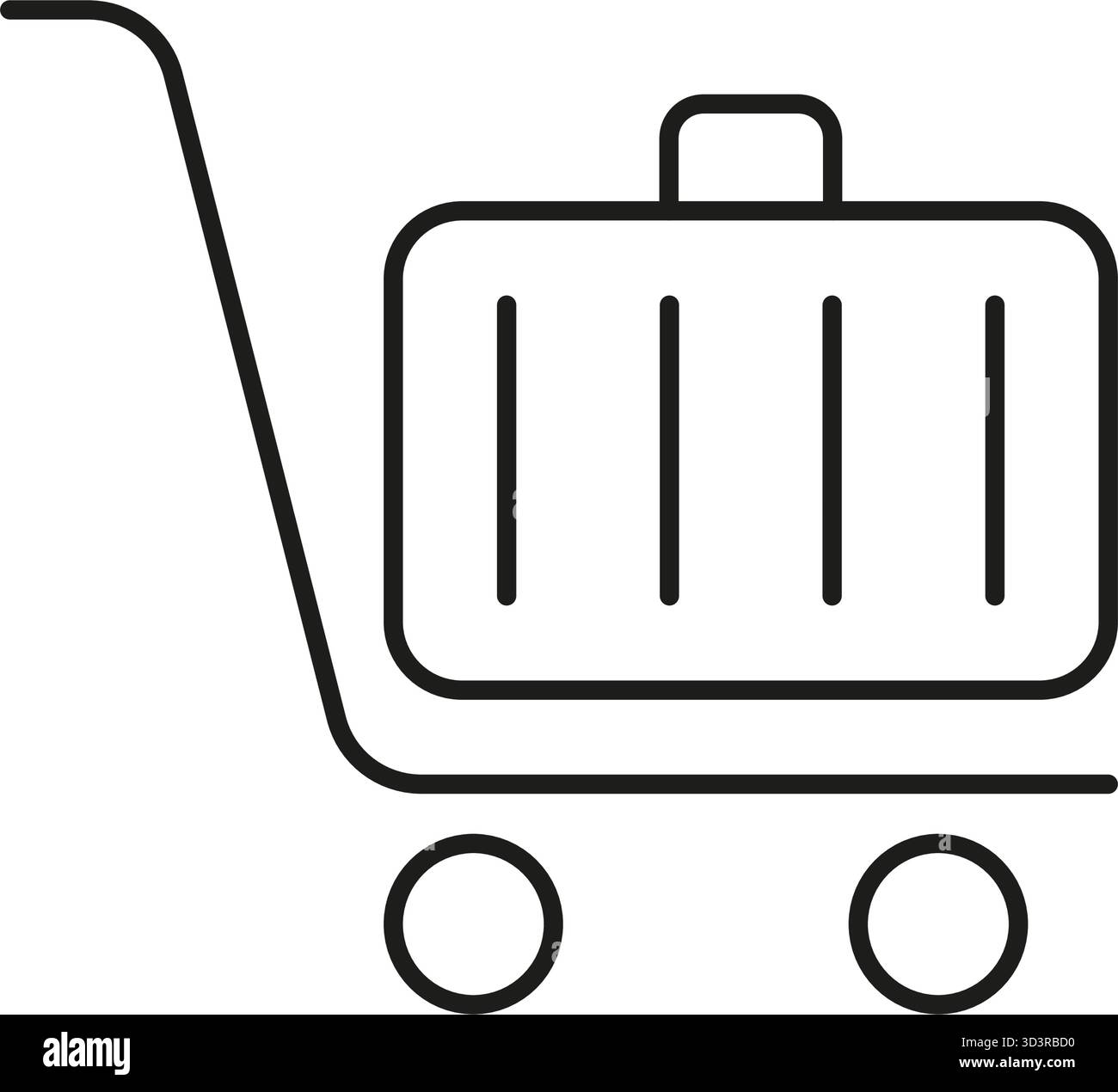 Symbol Gepäcktrolley Line. Symbol Für Gepäckabfertigung Und Reisekomfort Am Flughafen. Effizienter Transport Und Mobilität. Bearbeitbare Kontur Stock Vektor