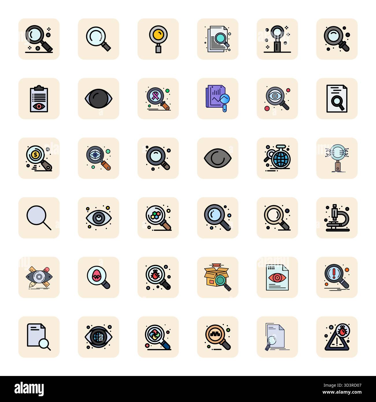 Durchdacht gestaltete 36 Vektorsymbole, die sich um Examination drehen, in LineFilled mit editierbarer Präzision in hoher Auflösung für modernes Design gefertigt Stock Vektor