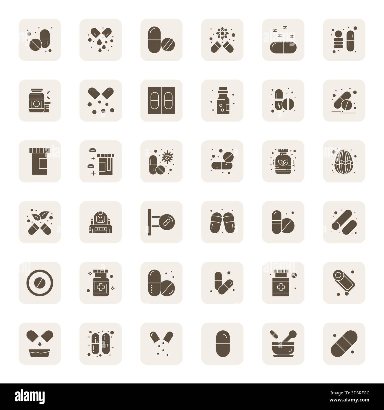 Raffiniertes Paket mit 36 gefüllten Vektorsymbolen für Kapsel, optimiert mit editierbarer High Resolution-Qualität für elegantes und funktionales Design Stock Vektor