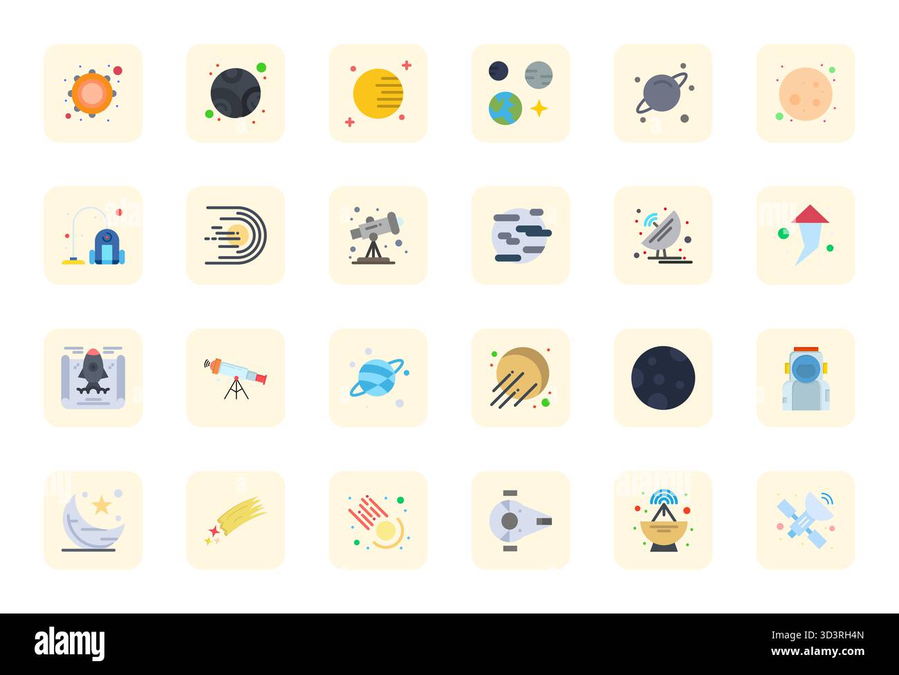 Hochmodernes Paket mit 24 bearbeitbaren Vektorsymbolen, inspiriert von Space Exploration, erstellt im flachen Format bei 256 x 256 für Interf der nächsten Generation Stock Vektor