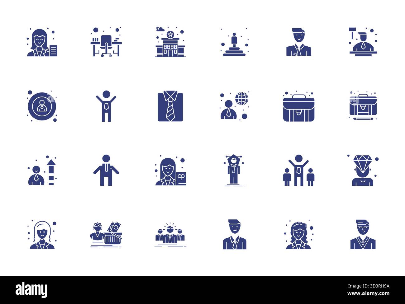 Raffiniertes Paket mit 24 gefüllten Vektorsymbolen für Executive, optimiert mit 256x256 Gitterqualität für elegante und funktionale Designlösungen. Stock Vektor