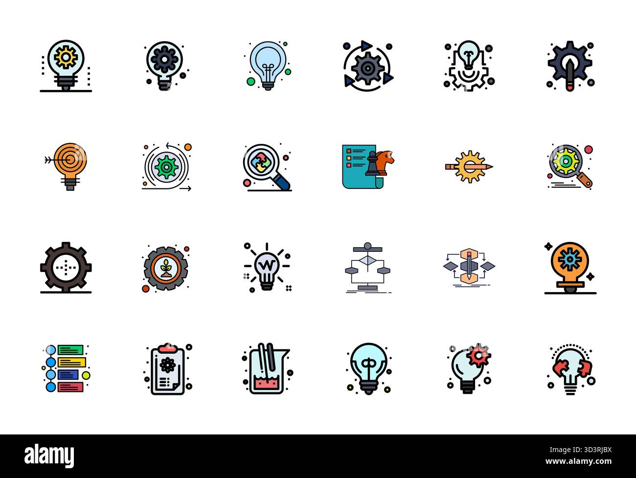 Sorgfältig kuratierte 24 Zeilen gefüllte Vektorsymbole für Method mit 256 x 256 Pixel ausgerichteter Auflösung für konsistente Markendarstellung und Benutzerfreundlichkeit Stock Vektor