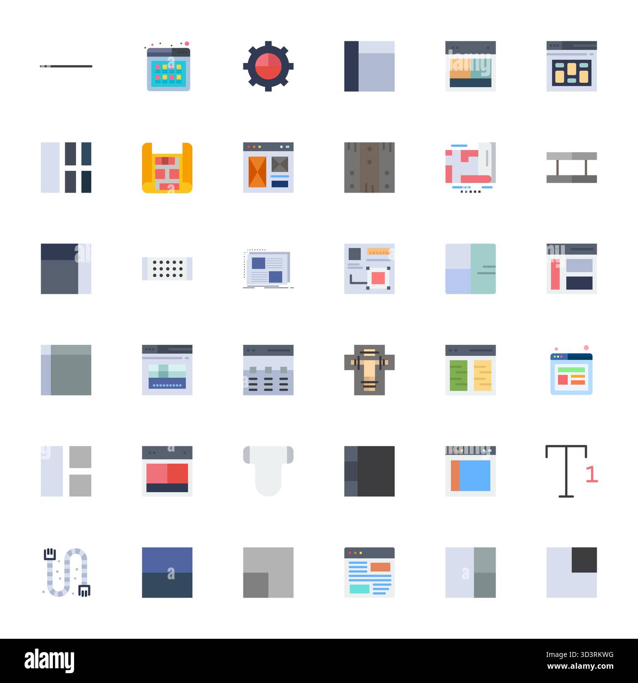 Innovatives Paket mit 36 Vektorsymbolen rund um Section, das flache Design im Format 256 x 256 Pixel für moderne digitale Lösungen präsentiert. Stock Vektor