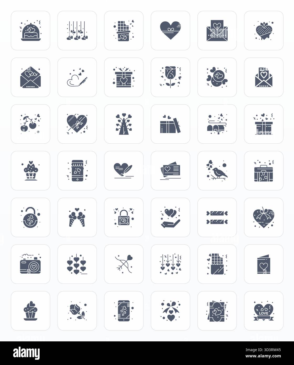 Raffiniertes Paket mit 42 Glyph-Vektorsymbolen für Valentinstag, optimiert mit Retina Ready editierbarer Qualität für elegante und funktionale Designlösungen Stock Vektor