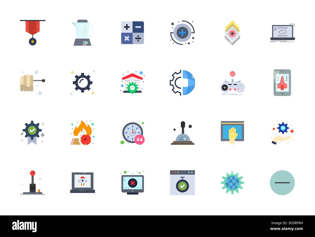 Handgefertigte Kollektion mit 24 flachen Vektorsymbolen für den Betrieb, optimiert in hochauflösender Pixelausrichtung für erstklassige digitale Erfahrung Stock Vektor