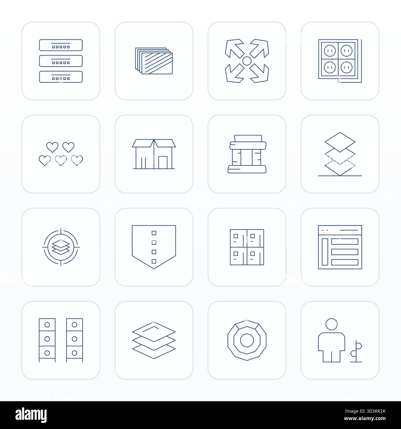 Kunstvoll entworfene 16 dünne Gitter-Vektorsymbole für mehrere Vektorsymbole in High Resolution Format für konsistente visuelle Qualität. Stock Vektor