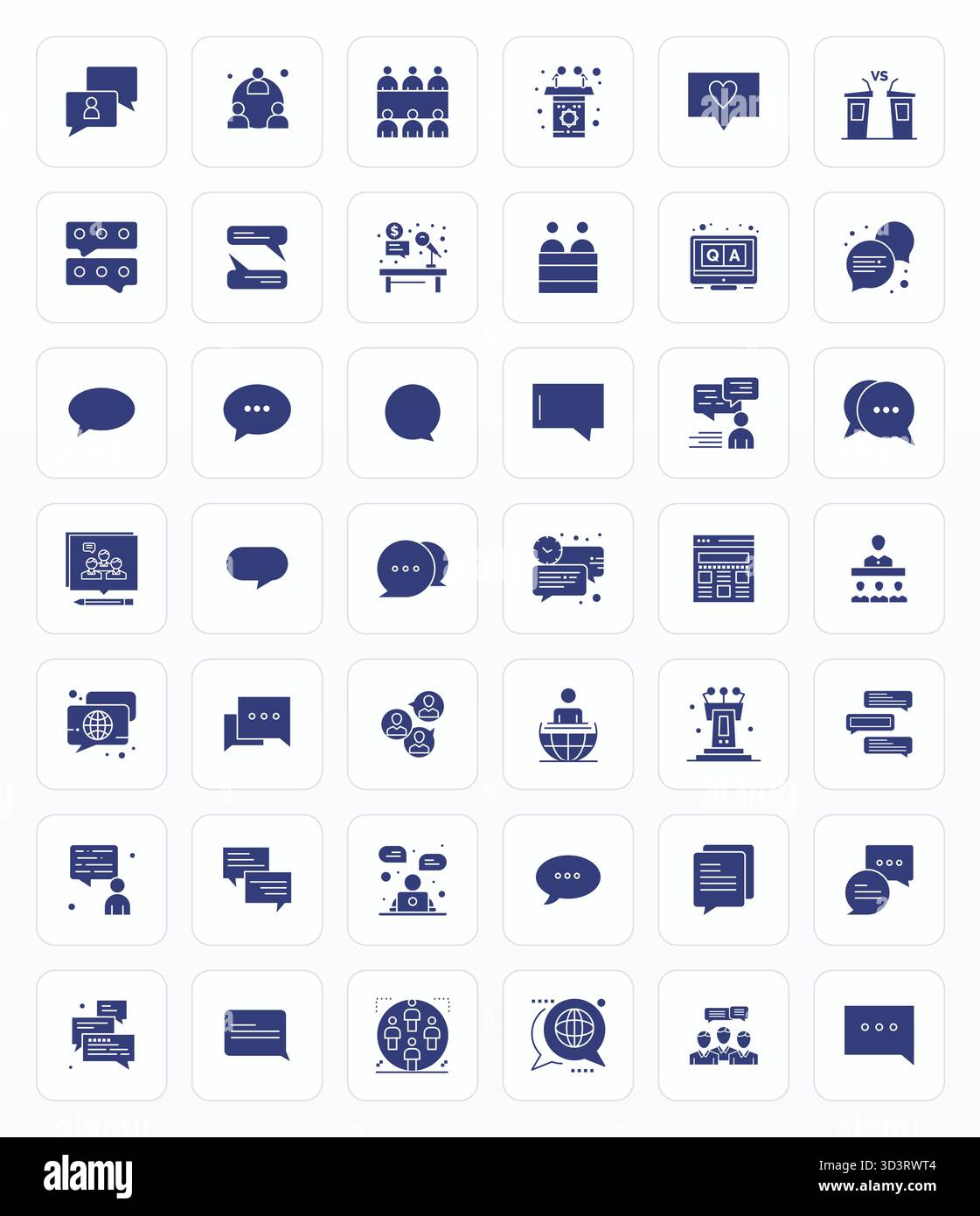 Erweiterte Sammlung von 42 Detail Enhanced Vektorsymbolen, inspiriert von Forum, in Glyph mit 256 x 256 Optimierung für überragende visuelle Leistung. Stock Vektor