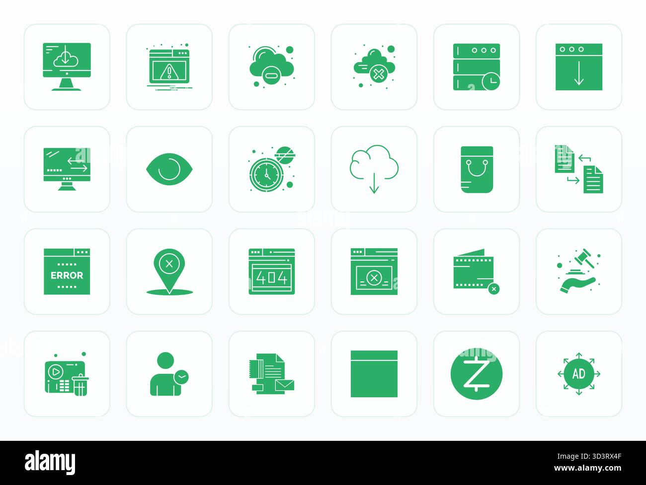 Optimierter Satz von 24 Vektorsymbolen für Offline in Glyphe-Ästhetik mit 128x128 Detailauflösung für nahtlose Benutzererfahrungen. Stock Vektor