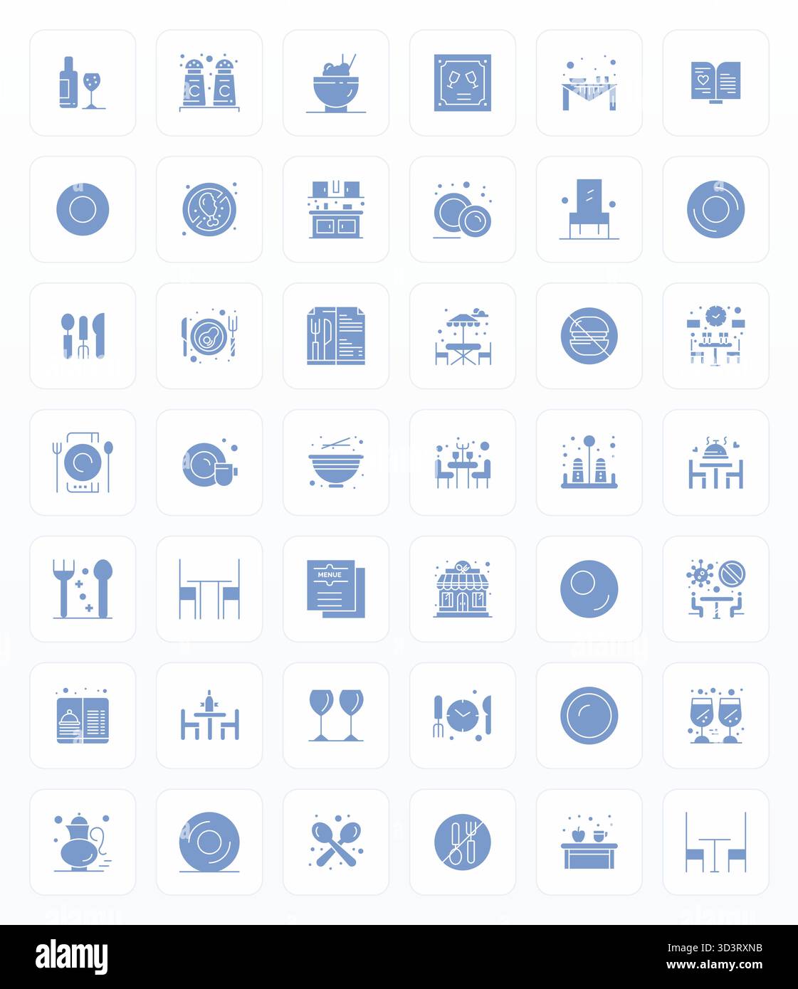 Raffiniertes Paket mit 42 Glyph-Vektorsymbolen für Speisen, optimiert mit 128x128 bearbeitbarer Qualität für elegante und funktionale Designlösungen. Stock Vektor