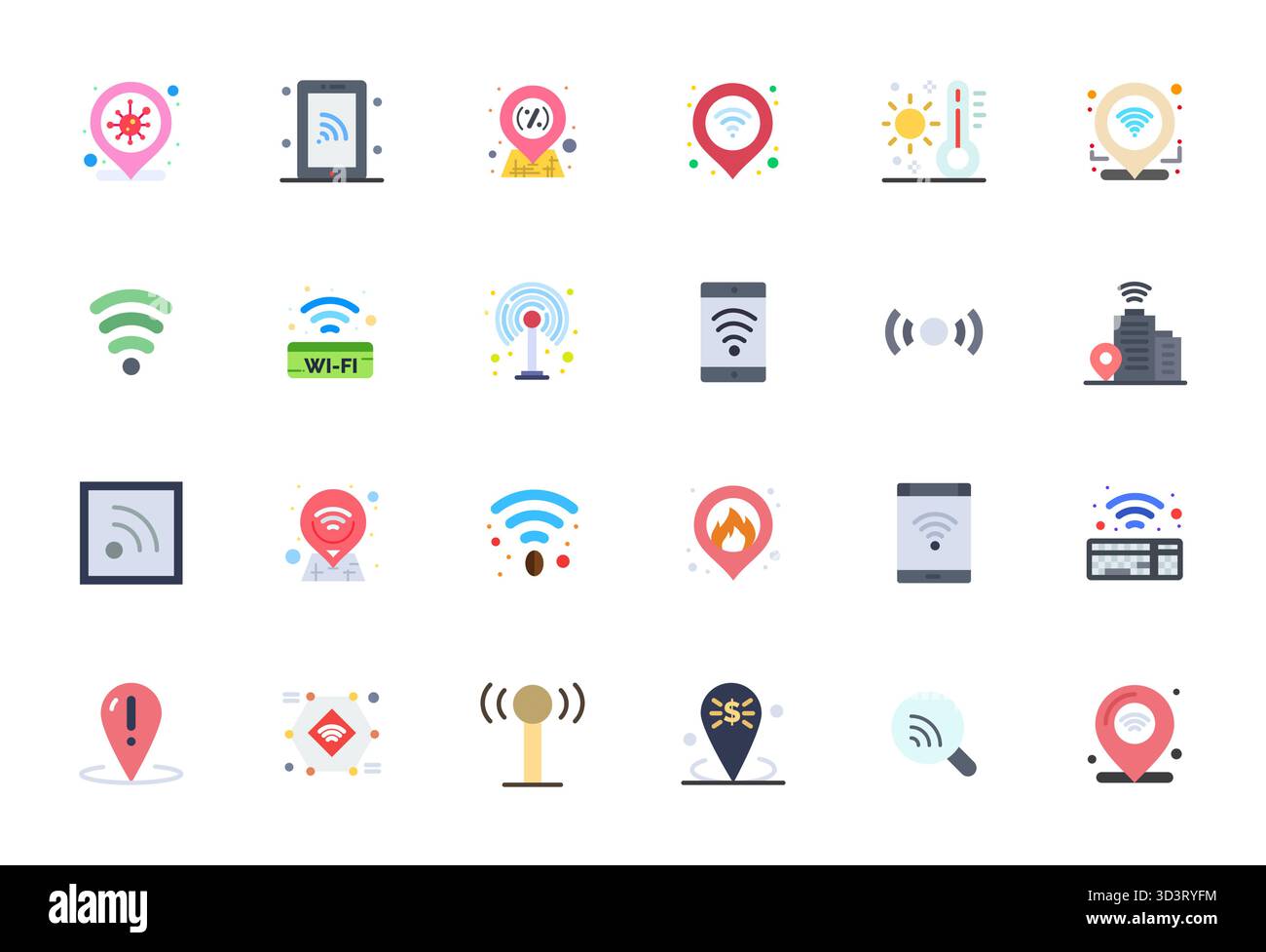 Sammlung von 24 Flat Pixel optimierten Vektorsymbolen für Hotspot im Retina Ready-Format für Klarheit und Vielseitigkeit. Stock Vektor