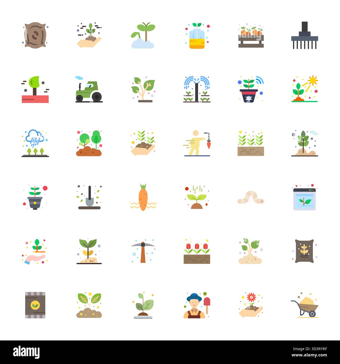 Raffiniertes Paket mit 36 flachen Vektorsymbolen für Boden, optimiert mit Retina Ready Pixel Aligned Quality für elegante und funktionale Designlösungen. Stock Vektor