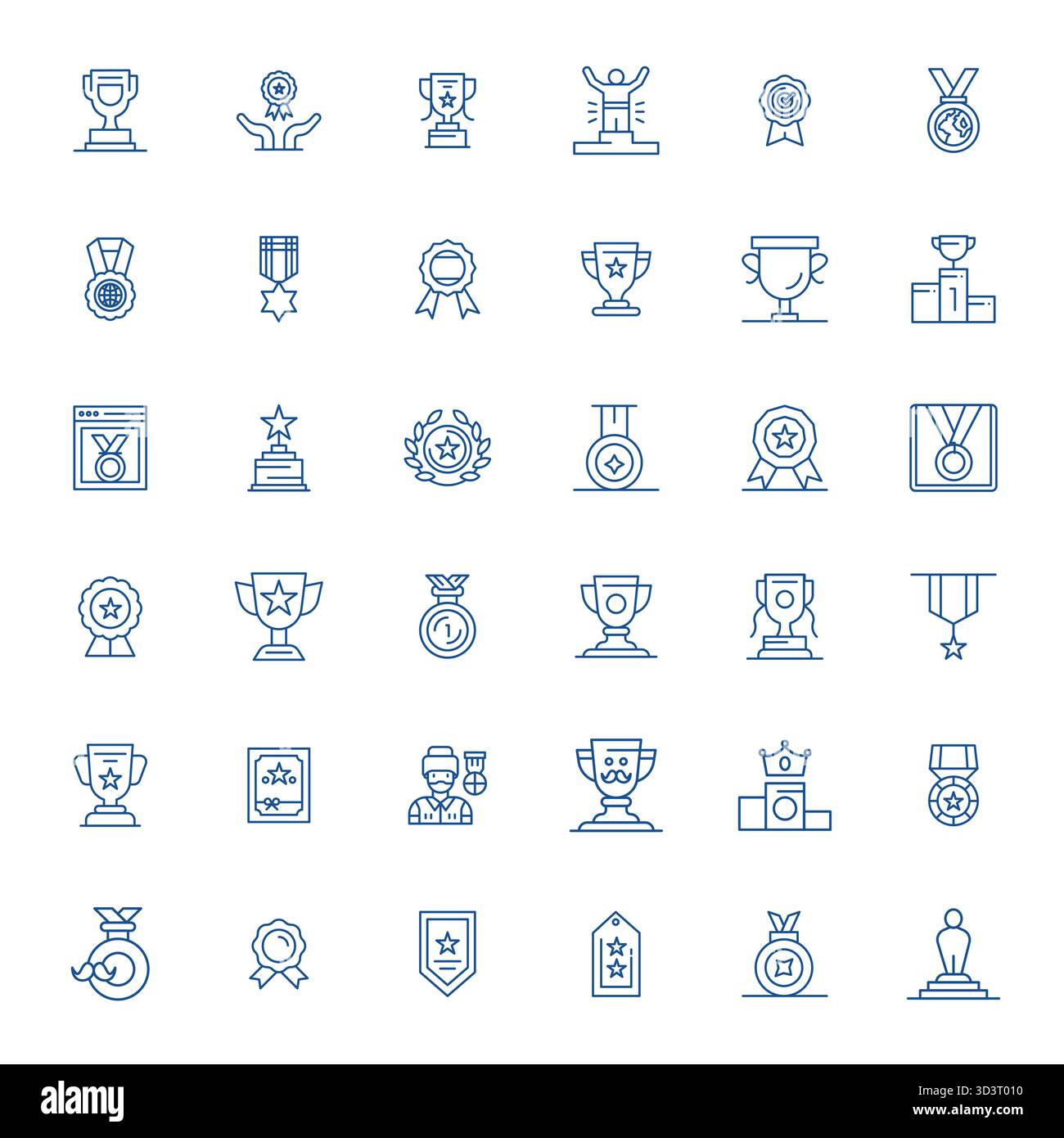 Strategisches Paket mit 36 Vektorsymbolen, die die Medaille im Format Bold Line darstellen, optimiert mit Retina Ready bearbeitbarer Qualität für professionelle Arbeit Stock Vektor