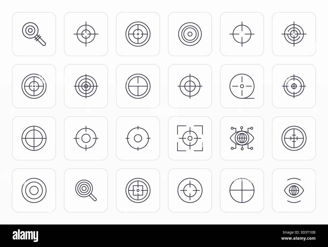 Kunstvoll gestaltete Vektorsymbole mit 24 fettgedruckten Pixeln für das Oszilloskop, geliefert im Format 256 x 256 für konsistente visuelle Exzellenz. Stock Vektor