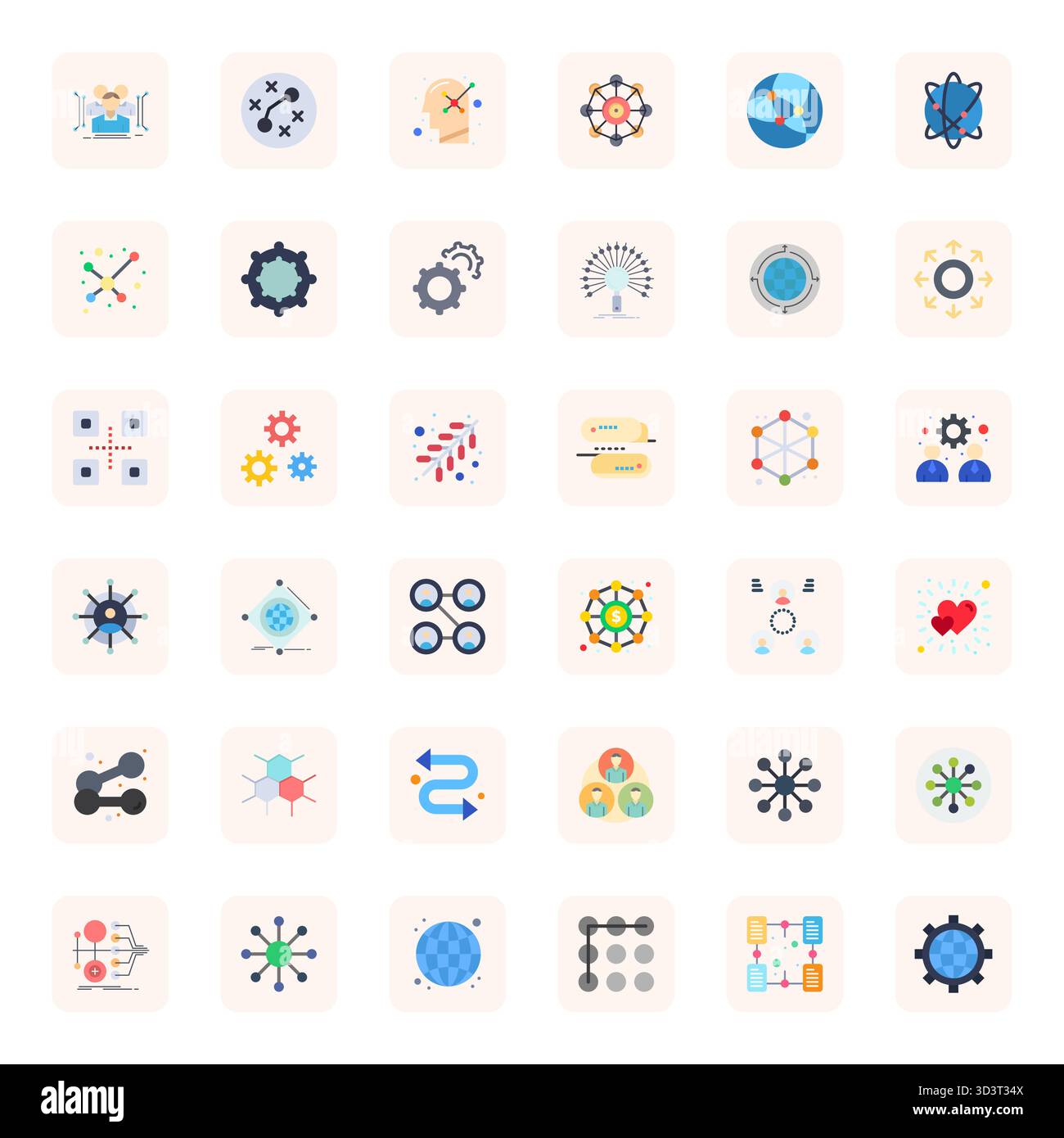 Hochmodernes Paket mit 36 Detail Enhanced Vektorsymbolen, inspiriert von Interconnected, erstellt im flachen Format bei 128x128 für die nächste Generation in Stock Vektor