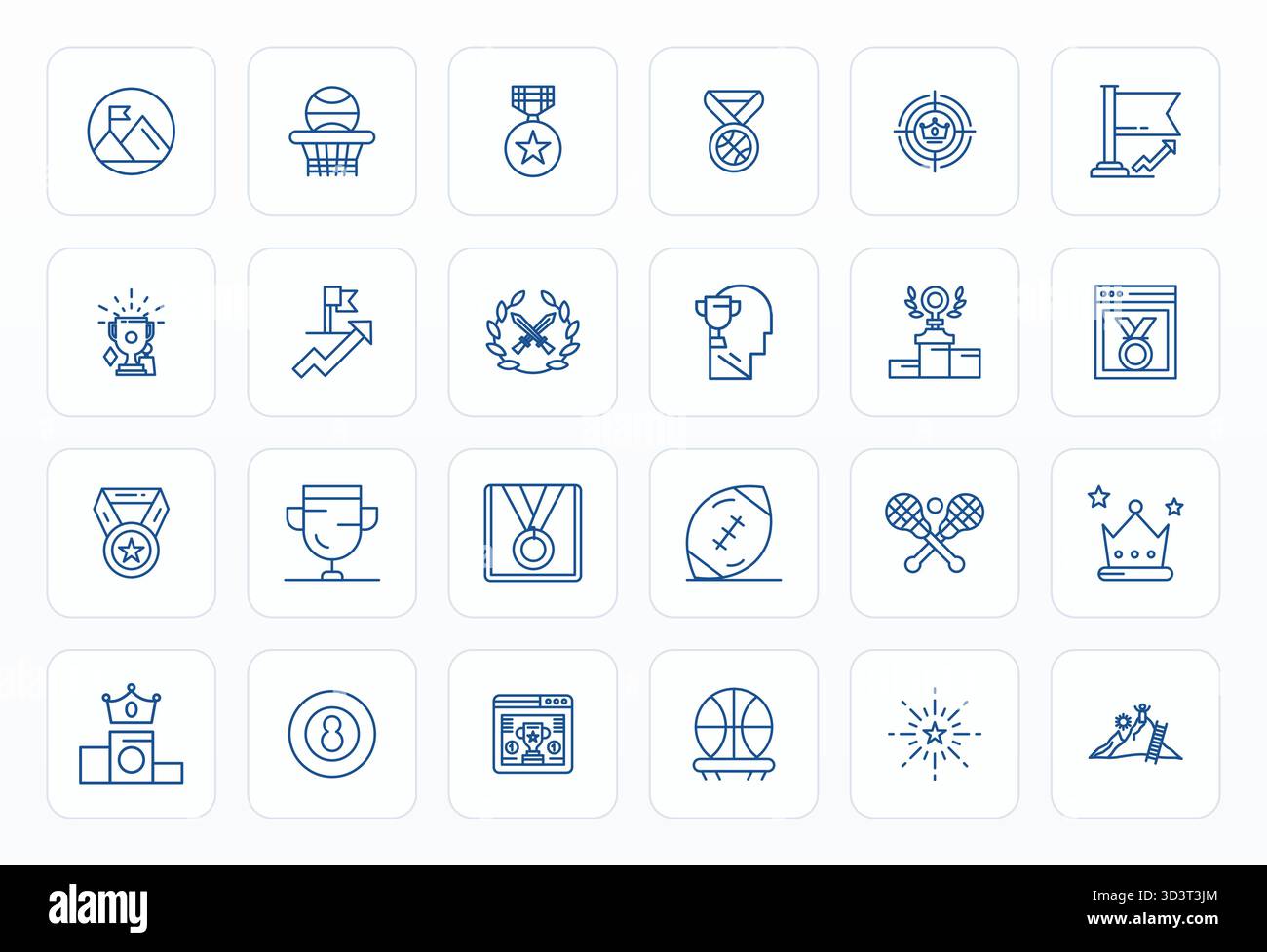 Professionell gestaltete 24 Vektorsymbole in Bold Line, die das Wesen von Victory mit 64x64-Display festhalten perfekte Präzision für UI-Design. Stock Vektor