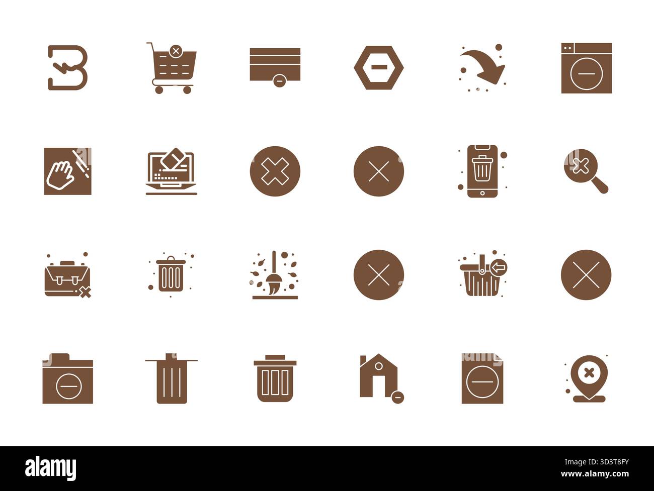 Essential Pack mit 24 Display Perfect Vektorsymbolen für die Entsorgung im gefüllten Format, Größe 128x128 für optimale Leistung und Skalierbarkeit. Stock Vektor
