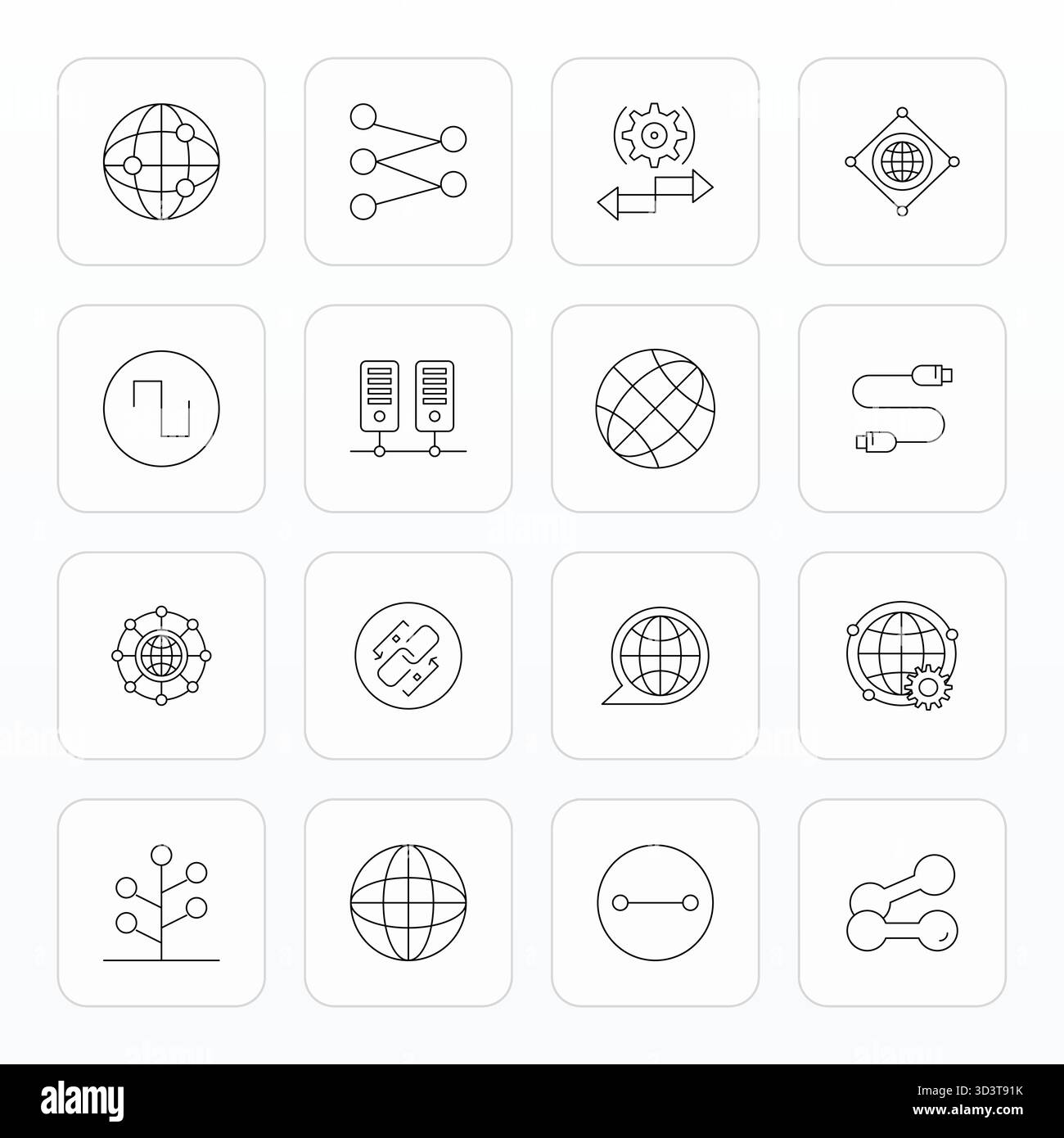 Exklusive Sammlung von 16 Thin Line-Vektorsymbolen für die Verbindung, entwickelt mit einer perfekten Auflösung von 256 x 256 PIXELN für erstklassige Markenerlebnisse. Stock Vektor