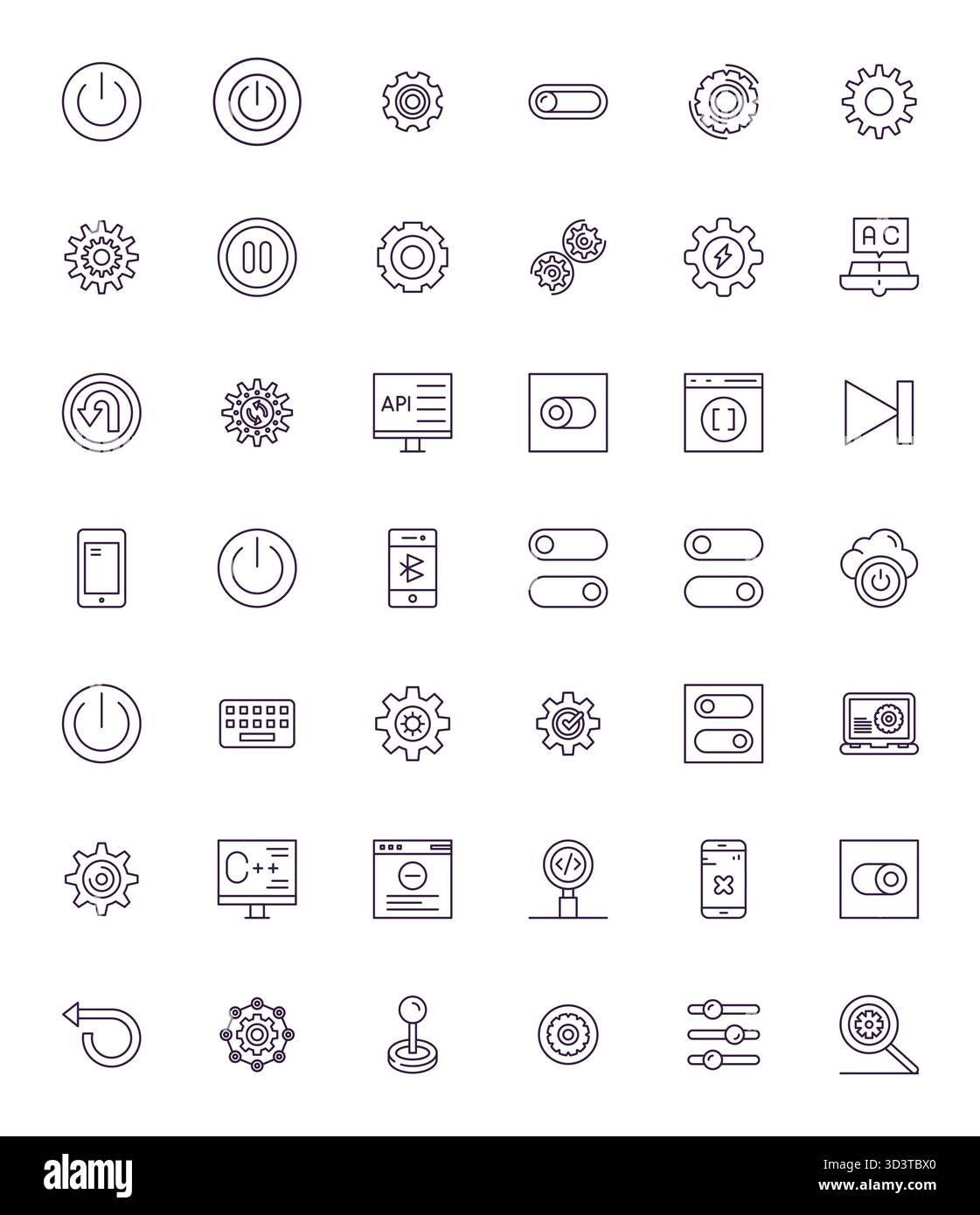 Akribisch gefertigte 42 Bold Line Vektor-Symbole für Funktionen in hochauflösender, Pixel optimierter Qualität für kompromisslose Designstandards. Stock Vektor