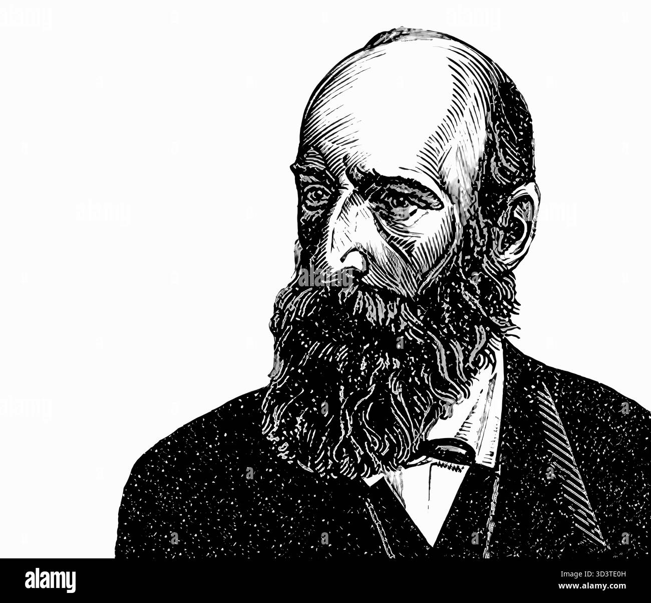 Porträt von Alexander Nikolajewitsch Afanasjew, 1826–1871, russischer Slawist, Volkskritiker, Literaturkritiker und Ethnograph, bekannt für die Veröffentlichung ostslawischer und russischer Märchen und Volksmärchen, digital bearbeitet Stockfoto