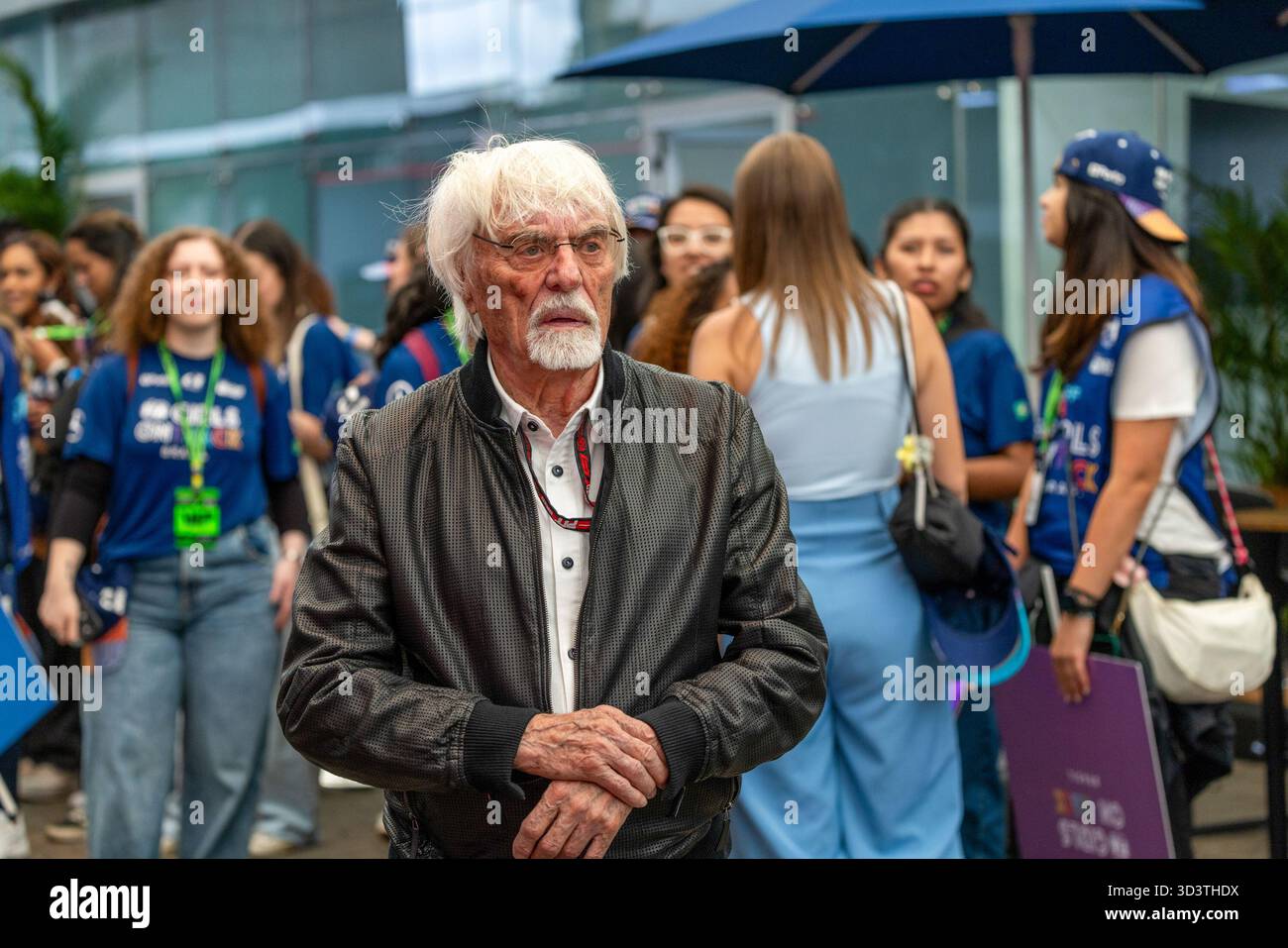 Bernie Ecclestone (GBR) ehemaliger CEO des Formel-1-Managements während des Medientages des Formel-1-MSC Cruises São Paulo Grand Prix 2025 in Autódromo José Carlos Pace, São Paulo, Brasilien, vor Runde 21 von 24 der FIA Formel-1-Weltmeisterschaft 2025 (6.–9. November 2025). (Credits: Unicode Images/Alamy Live News) Stockfoto