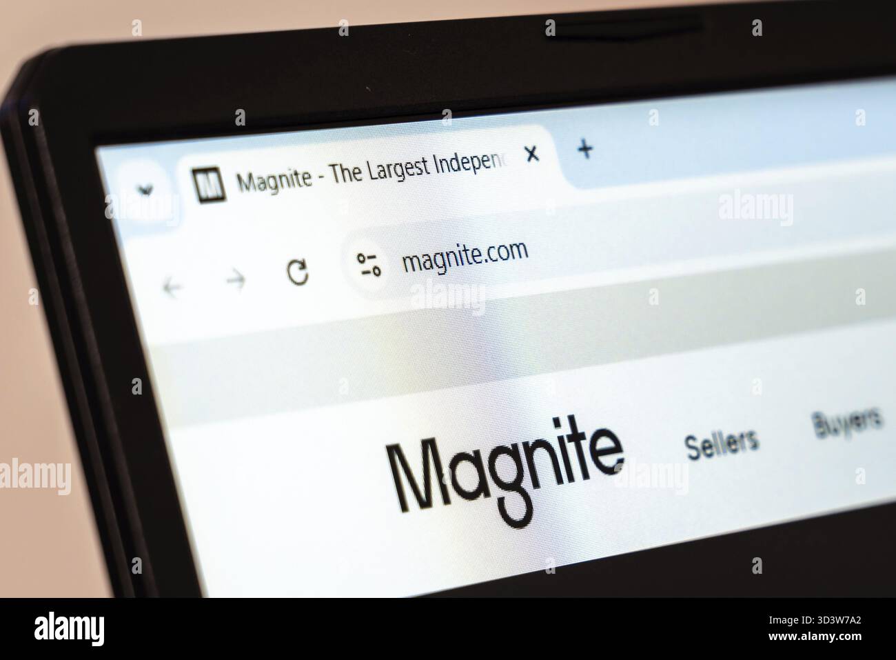 New York, USA – 26. Januar 2025: Magnite Website wird auf einem Laptop-Bildschirm angezeigt und bietet programmatische Werbelösungen für Verkäufer und Käufer Stockfoto