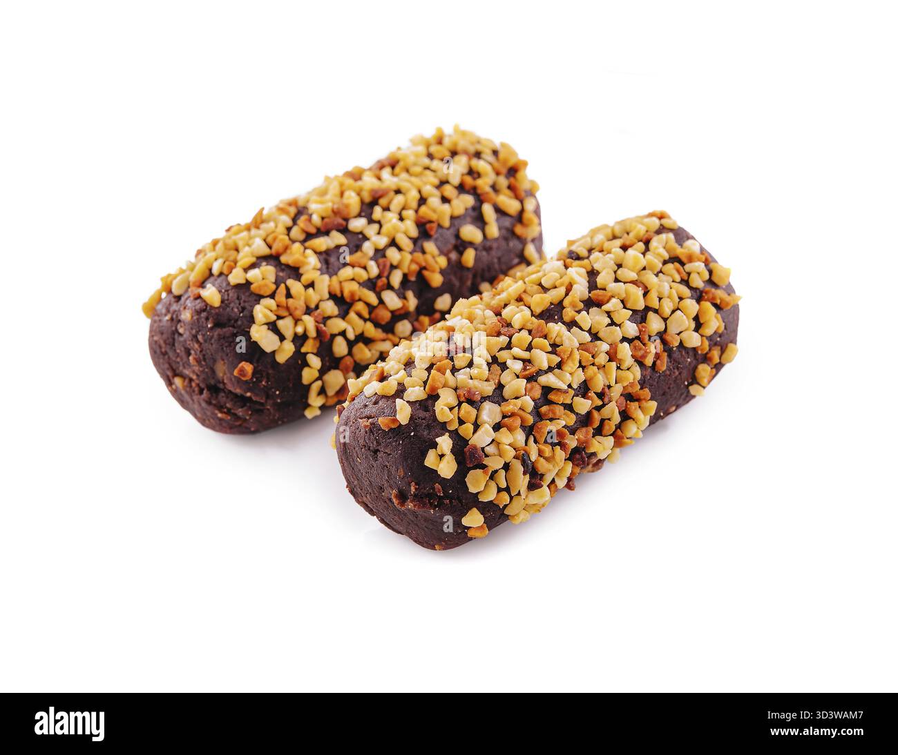 Essen, Schokoladenkuchen Kartoffeln, süßes Schokoladendessert mit Nüssen Stockfoto