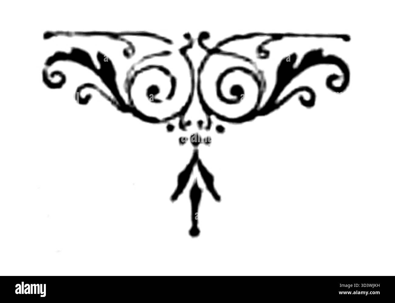 Diese Illustration aus dem Jahr 1893 zeigt abendliche ornamentale Designs, die von einem anonymen Künstler geschaffen wurden. Das Werk ist Teil eines Buches aus Polen, das komplexe grafische Arbeiten zeigt. Der ornamentale Stil spiegelt die künstlerischen Trends dieser Zeit wider. Stockfoto