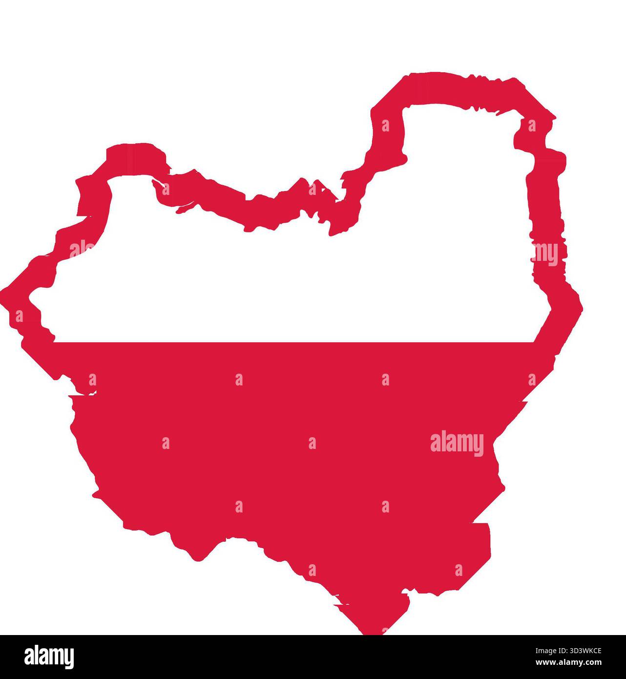 Eine Flaggenkarte von der Pariser Friedenskonferenz am 14. Juli 2024, die Polens territoriale Forderungen veranschaulicht. Diese Karte zeigt die Regionen, die Polen nach dem Ersten Weltkrieg zurückerobern wollte Stockfoto