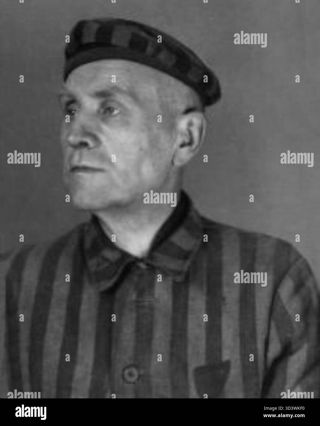 Eine Fotografie von Wladimir Rozmara (1881–1942), einem tschechischen Bauingenieur, Oberstleutnant der tschechoslowakischen Armee und Sokol-Führer. Das Foto wurde am 16. Januar 1942 im Konzentrationslager Auschwitz aufgenommen. Stockfoto