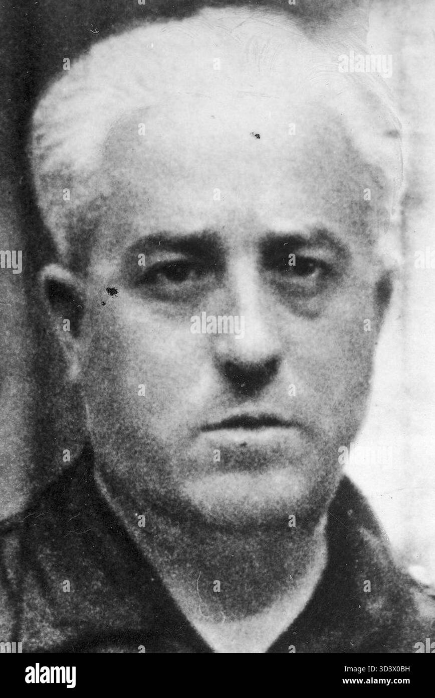 Porträt von Juan Yagüe, einem spanischen Offizier, aus der Zeit um 1939. Das Bild spiegelt seine Rolle während des Spanischen Bürgerkriegs wider. Stockfoto