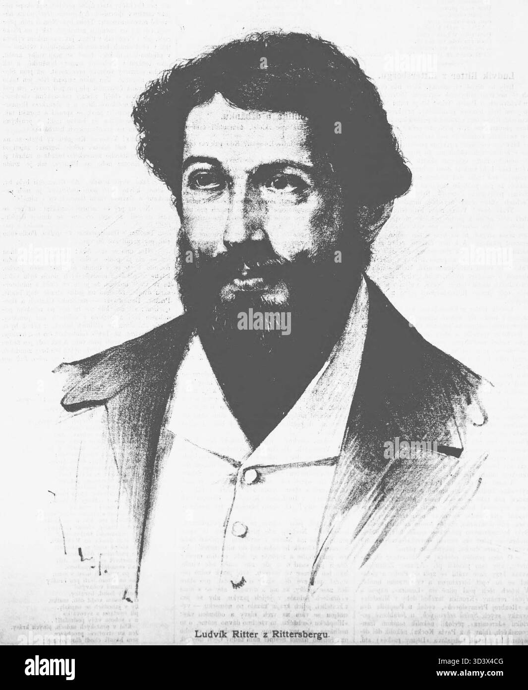 Porträt des tschechischen Schriftstellers Ludvík Ritter z Rittersbergu (1809–1858), veröffentlicht 1887. Stockfoto