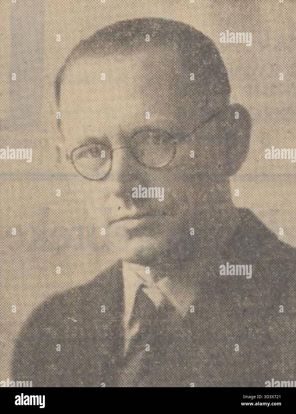 Eine Porträtaufnahme von Petrus Paulus van Berkum (1901–1977), einem Holländer aus dem frühen 20. Jahrhundert. Das Foto wurde 1939 aufgenommen. Stockfoto