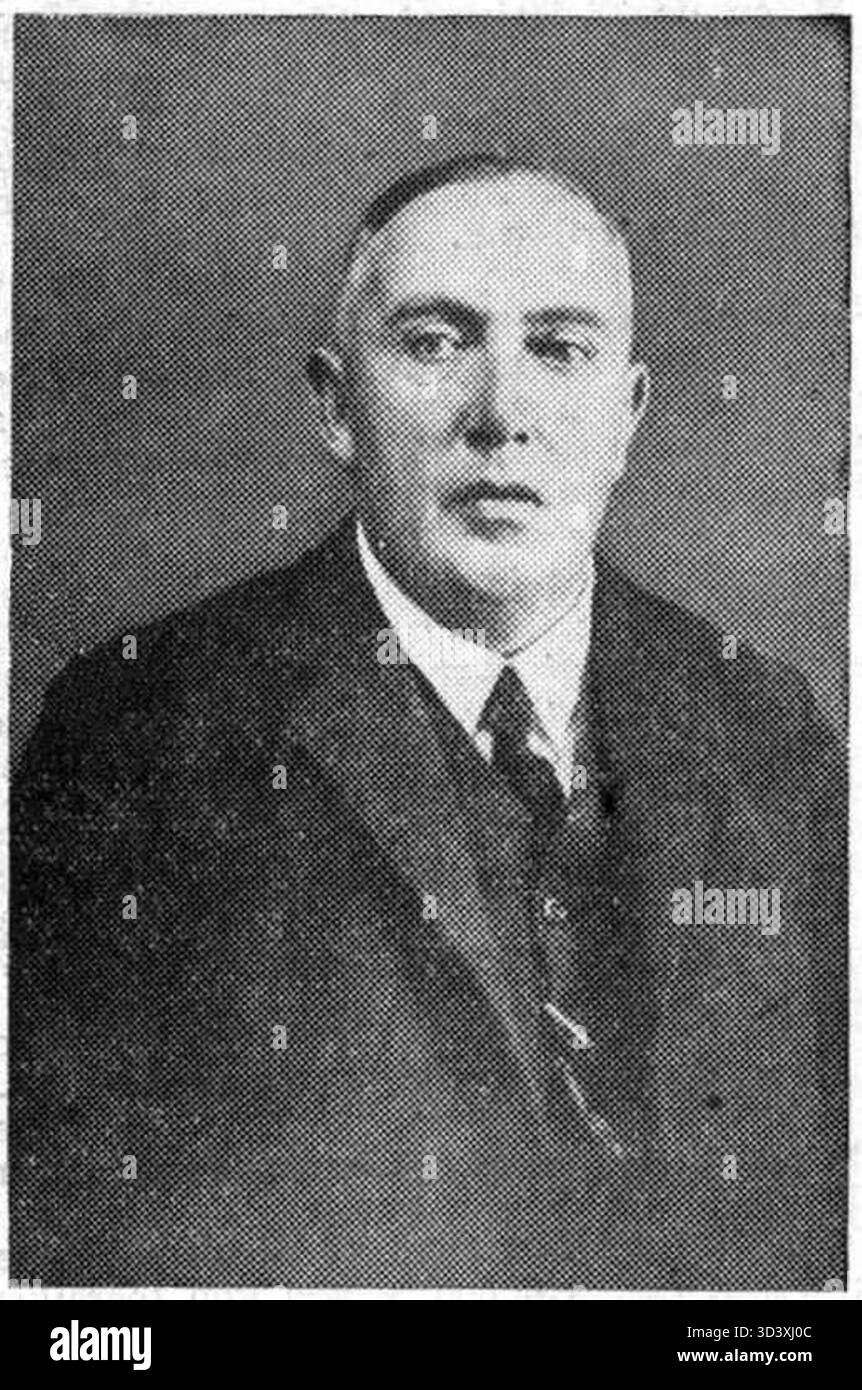 W. C. Ninaber wird 1932 als neu ernannter Bürgermeister von Koedijk angesehen. Das Foto zeigt diesen wichtigen Moment in der niederländischen Politik zu Beginn des 20. Jahrhunderts. Stockfoto