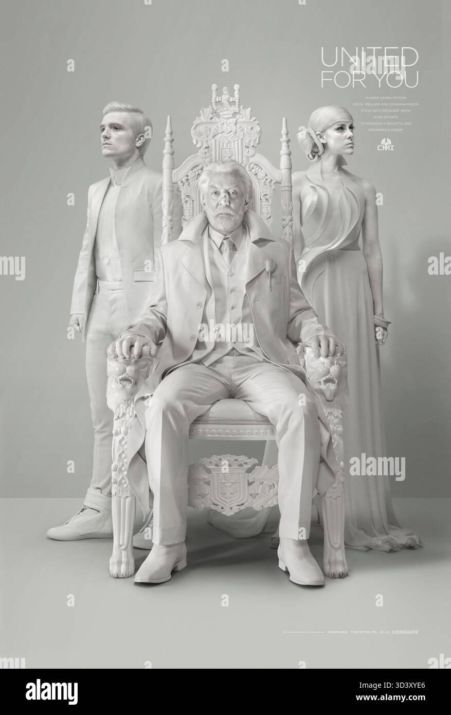 The Hunger Games: Mockingjay – Teil 1 (2014) von Francis Lawrence mit Jennifer Lawrence, Josh Hutcherson und Donald Sutherland. Katniss Everdeen wird zum Gesicht der Rebellion, als sie sich District 13 und President Coin anschließt, um gegen das Kapitol zu kämpfen, während Präsident Snow Peeta als Waffe gegen sie benutzt. US-Teaser-Poster NUR FÜR REDAKTIONELLE ZWECKE. Quelle: BFA/Lionsgate Stockfoto